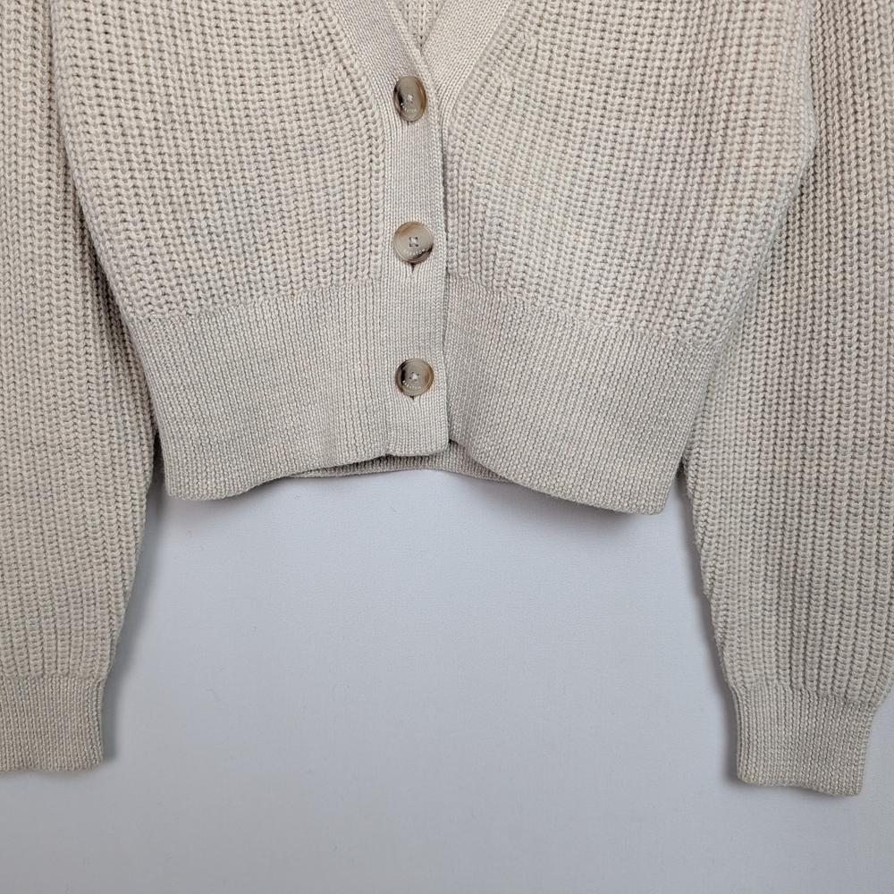 Babaton Cream Ribbed V-Neck Button Cardigan - Picture 5 of 13
